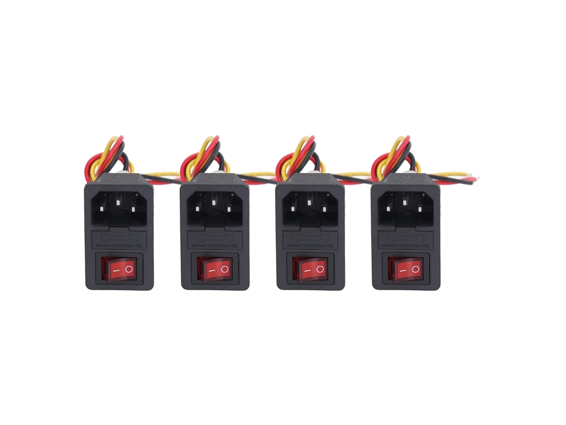Veloriskku-4 Piezas Conector Fusible Interruptor de Encendido 3 pines IEC320 C14 Entrada Balancín Llave para Impresora 3D AC250V 10A