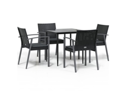 Maison Exclusive - Juego Comedor Jardín 5 Piezas Y Cojines Ratán Sintético Y Acero