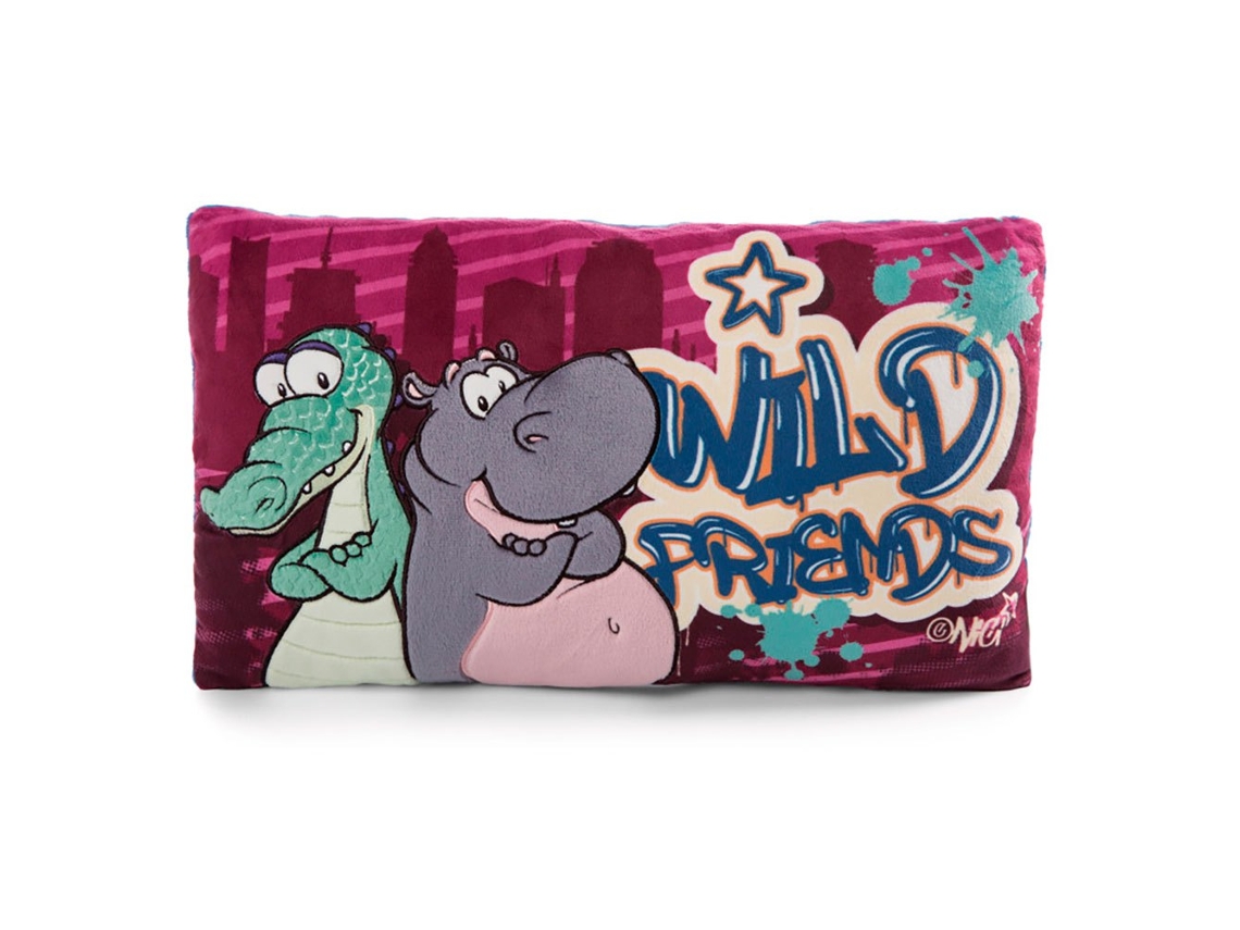 Almofada Crocodilo e Hipopótamo Rectangular 43X25 Cm Coloridonici