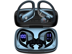 Auriculares Inalámbricos Bluetooth (negros), Pantalla Led, 48 Horas De Duración De La Batería, Ganchos Para La Oreja Y Micrófono.