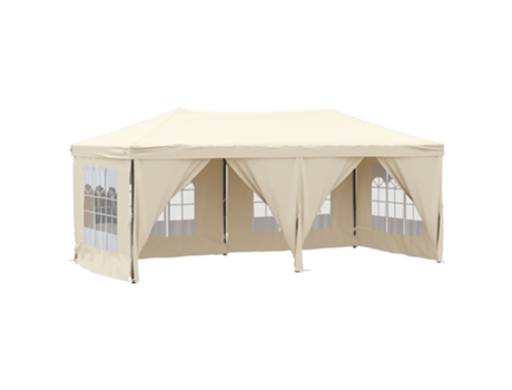 vidaXL Carpa para fiestas plegable con paredes laterales crema 3x6 m