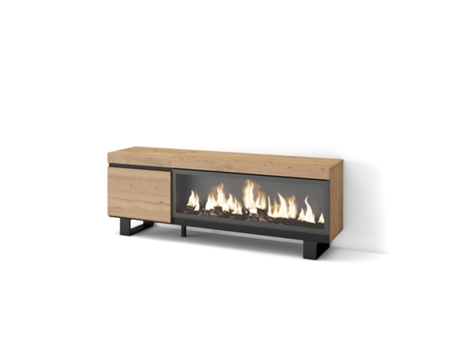 Mueble TV, Televisión, 160, Para TV hasta 65, Chimenea eléctrica XXL, Diseño industrial, Roble SKRAUT HOME