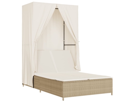 Tumbona Doble VIDAXL Beige Poli Ratán