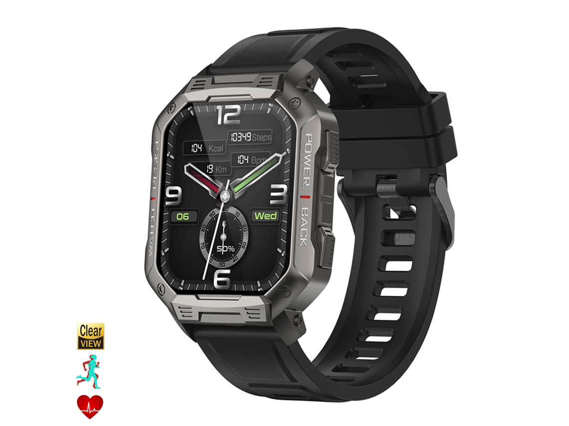 Reloj inteligente Nx3 para exteriores con modos deportivos, monitor de frecuencia cardíaca, presión arterial y oxígeno en sangre. Batería de 410 mAh.