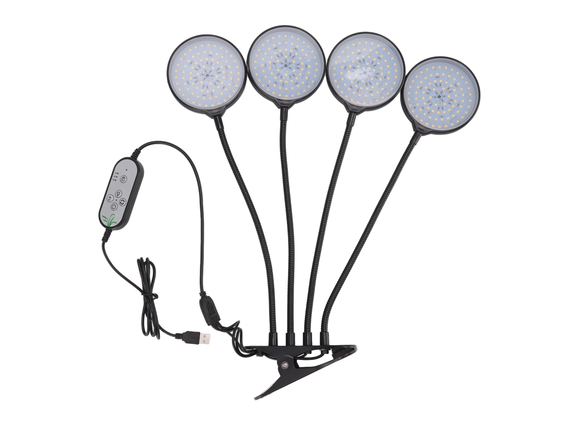 Lámpara Led De Cultivo De 60 W Con 4 Cabezales Con Clip Y 5 Modos De Iluminación, Alimentada Por Usb Para Plantas De Interior.