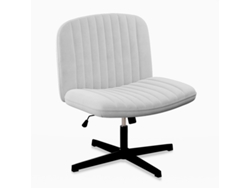 Silla de oficina sin brazos sin ruedas BOTIFLY Silla de ordenador con asiento ancho, giratoria 360° (Tejido Velour, Gris claro)