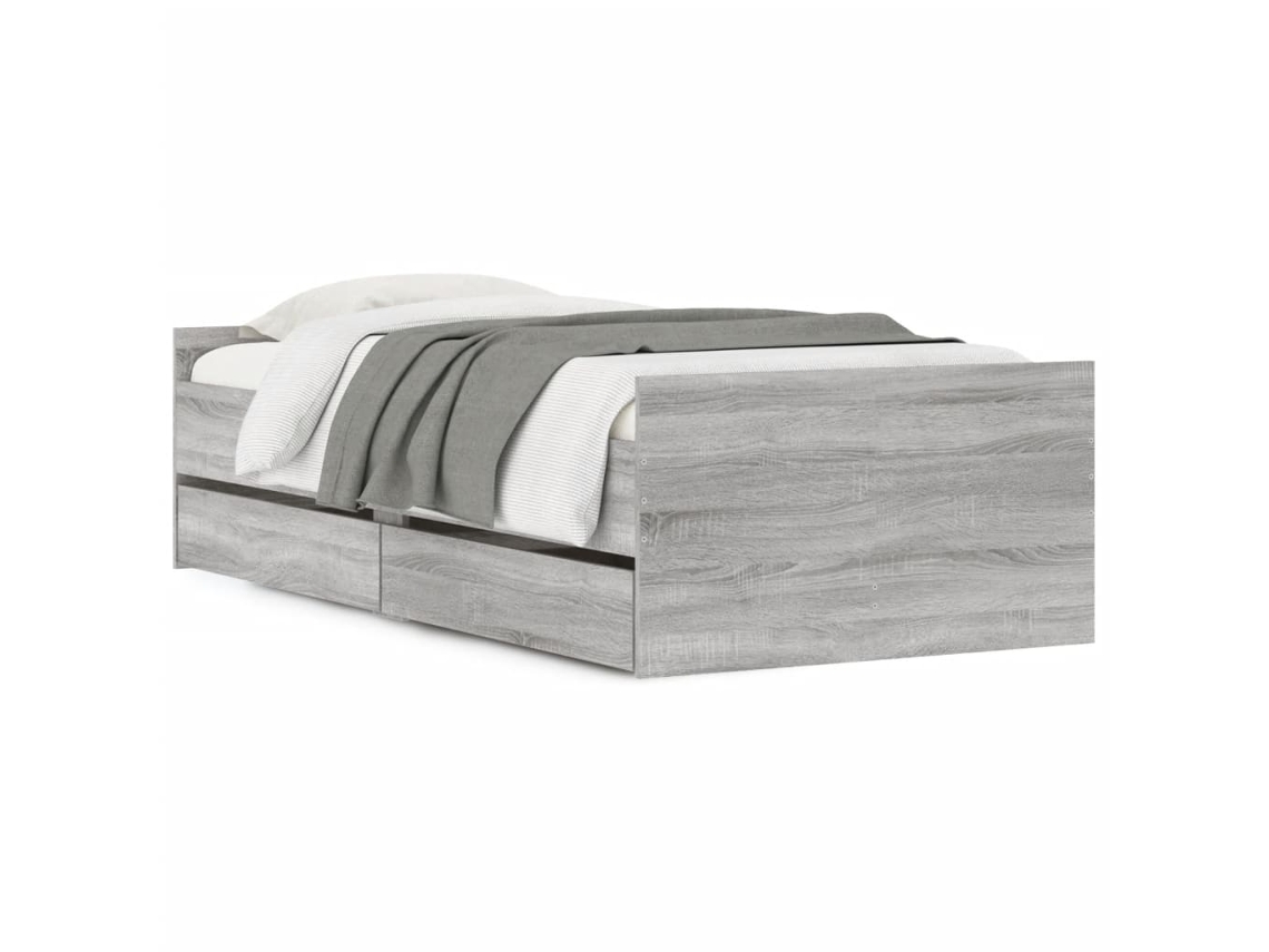Maison Exclusive - Estructura De Cama Con Cajones Gris Sonoma 100x200 Cm