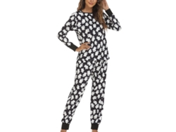 KKPM - Conjunto de pijama de manga ancha y cuello redondo, suave y transpirable para hombre y mujer, colorido, 8409 L