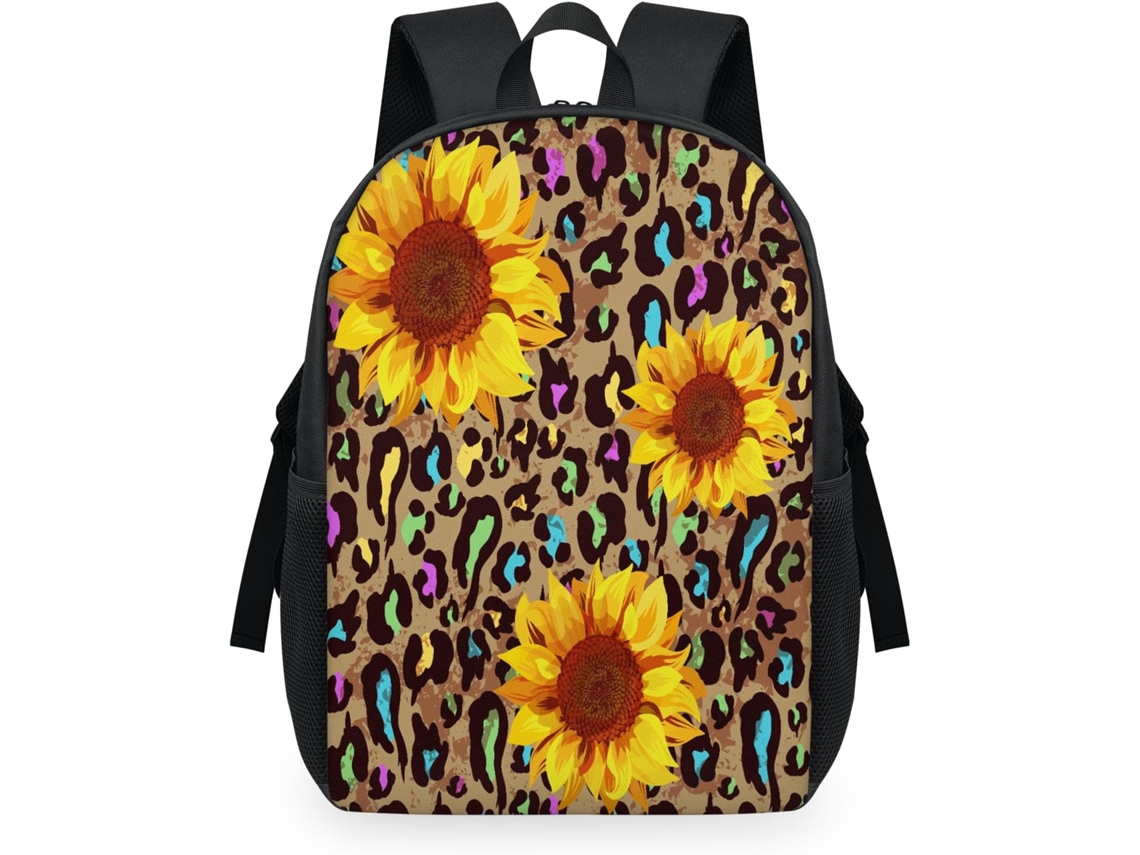 Mochila Tropicallife Estampado Girasoles Leopardo Para Niños Niñas Hombres Mujeres Mochila Escolar Informal