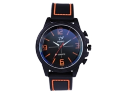 Reloj De Pulsera De Cuarzo Para Hombre Con Correa De Silicona Para Deportes Y Viajes - Naranja