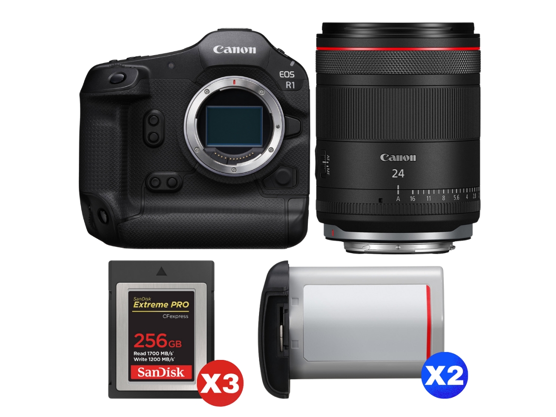Canon Eos R1 + Rf 24mm F/1.4 L Vcm + 3 Sandisk 256gb Extreme Pro Cfexpress Type B + 2 Canon Lp-e19 + Ebook “20 Consejos Para Fotos Que Impactan”
