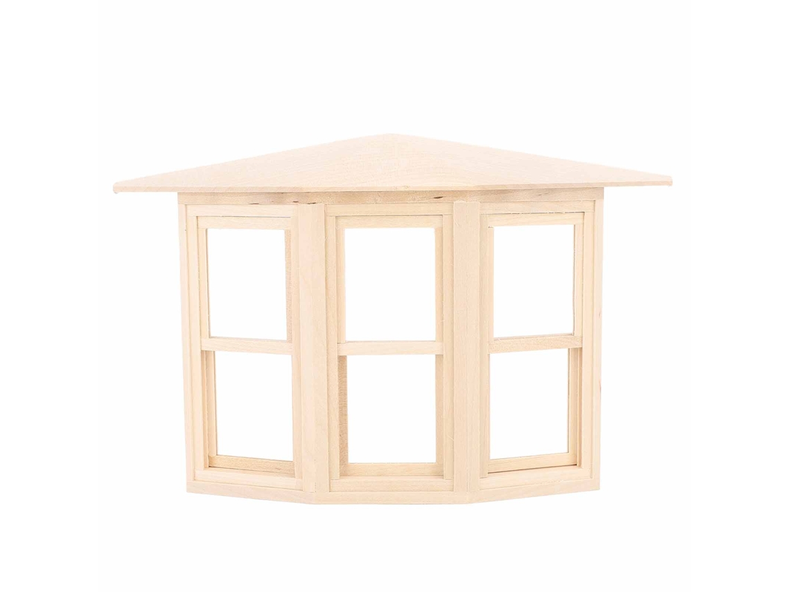Ventana Miniatura De Madera De Abedul Para Casa De Muñecas Escala 1:12 Con Apertura Corrediza De 45 Grados.