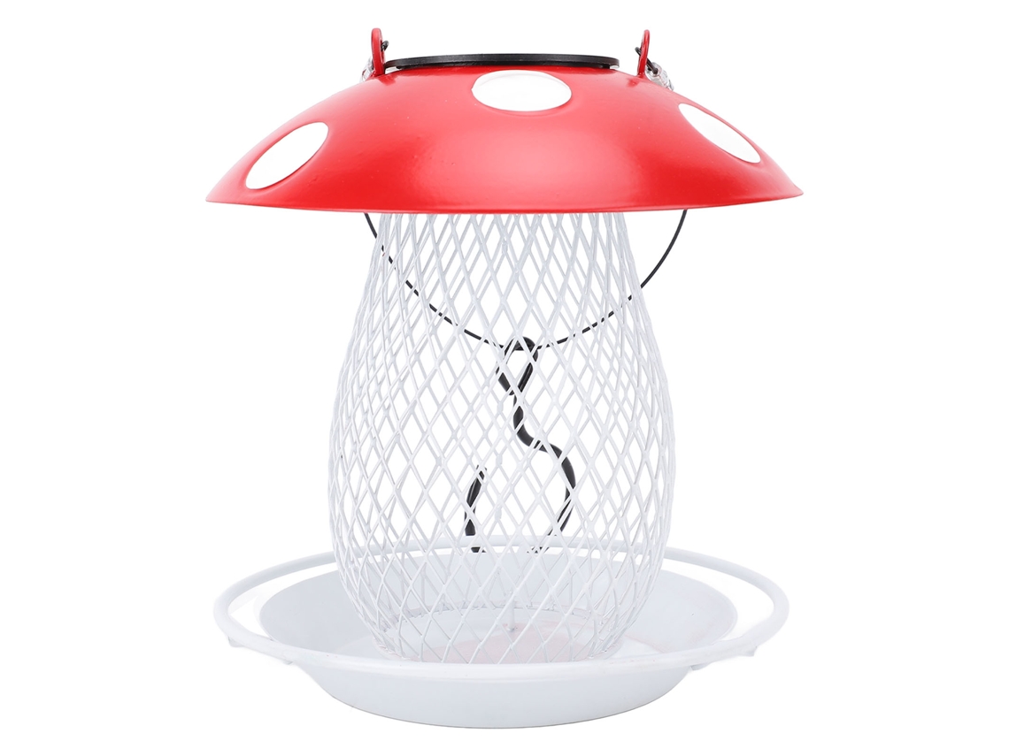 Comedero Metálico Para Pájaros Con Forma De Seta Y Luz Solar Colgante Para Jardín Y Patio.