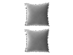 Juego De 2 Fundas De Cojín De Chenilla Con Pompones, 45 X 45 Cm
