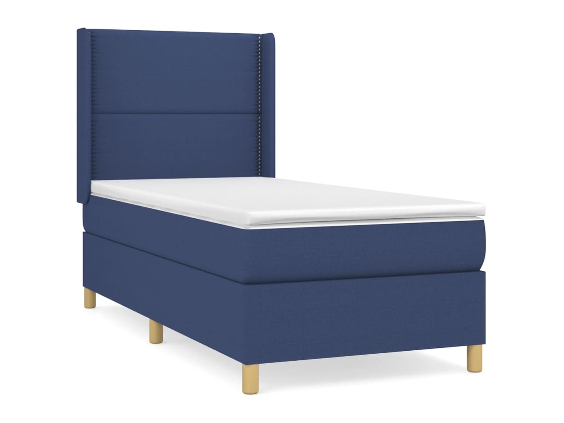 Maison Exclusive - Cama Box Spring Con Colchón Tela Azul 100x200 Cm