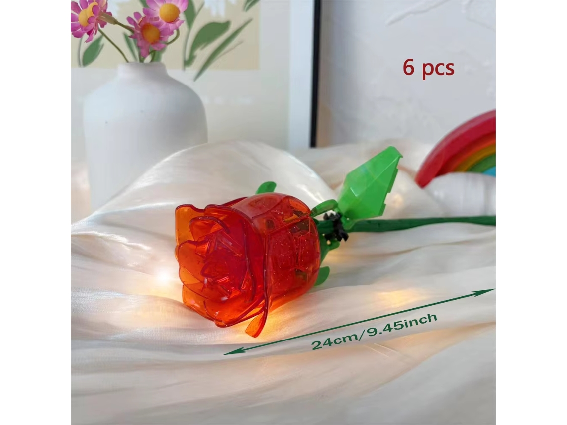 Bloques de construcción de ramo de rosas 3D MDUG con 6 rosas