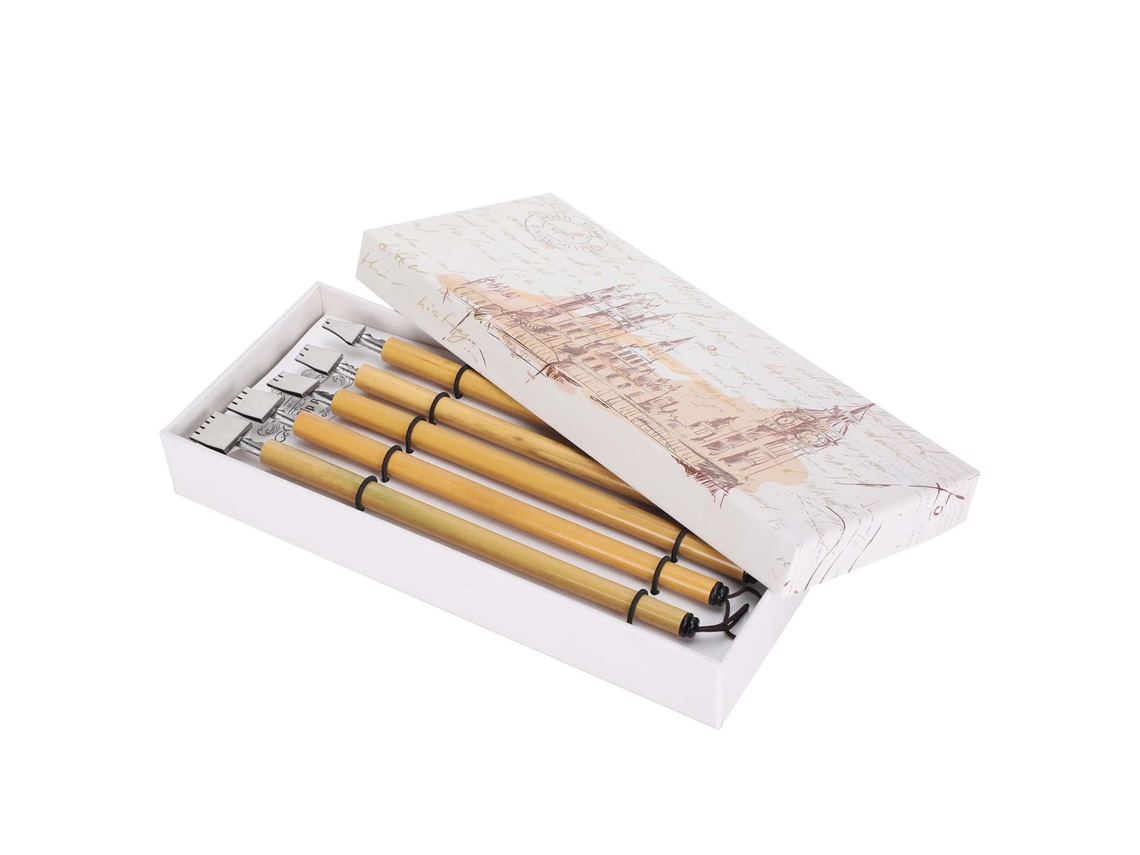 Juego De 5 Plumas De Bambú Para Caligrafía Y Dibujo - En Caja - Material Escolar
