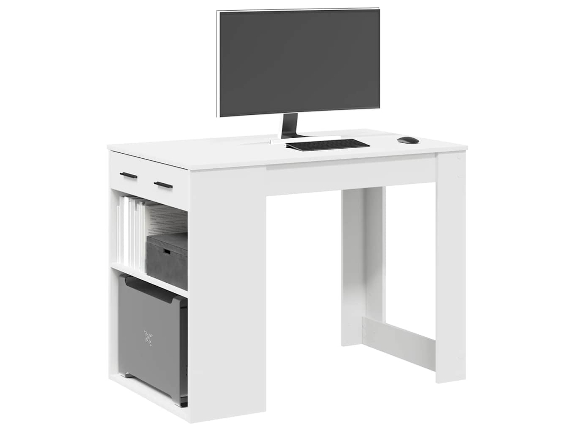 Escritorio | Mesa | Escritorio con cajón y estante, fabricado en madera blanca.