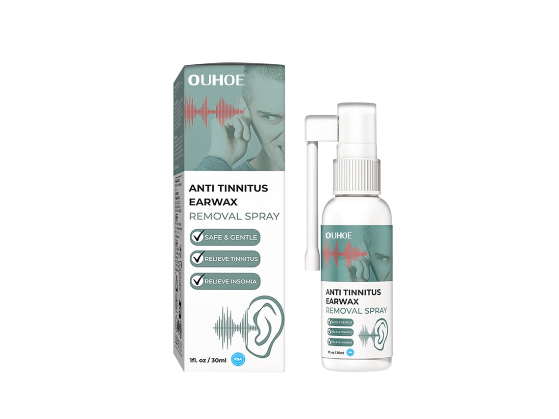 Espray Ouhoe para el cuidado de los oídos y el alivio del tinnitus.
