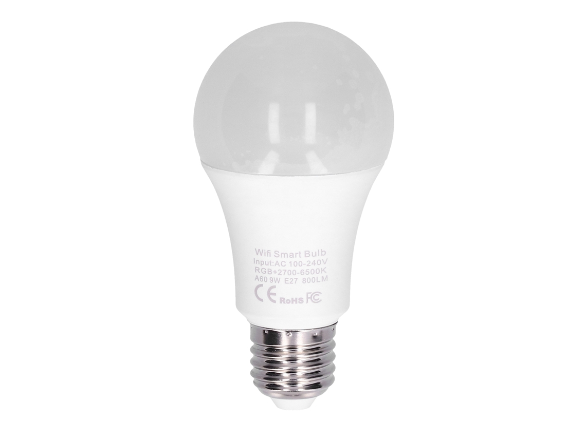 Bombilla Wifi De 9w, Casquillo E27, Rgb Que Cambia Color, Compatible Con Control Por Voz Google, 270
