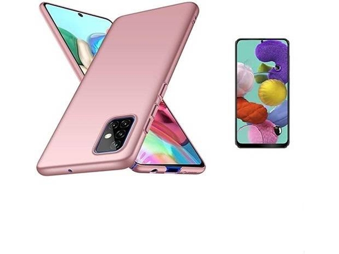 Kit Carcasa y Protector de Cristal Templado Samsung Galaxy A71 Cover Rosa