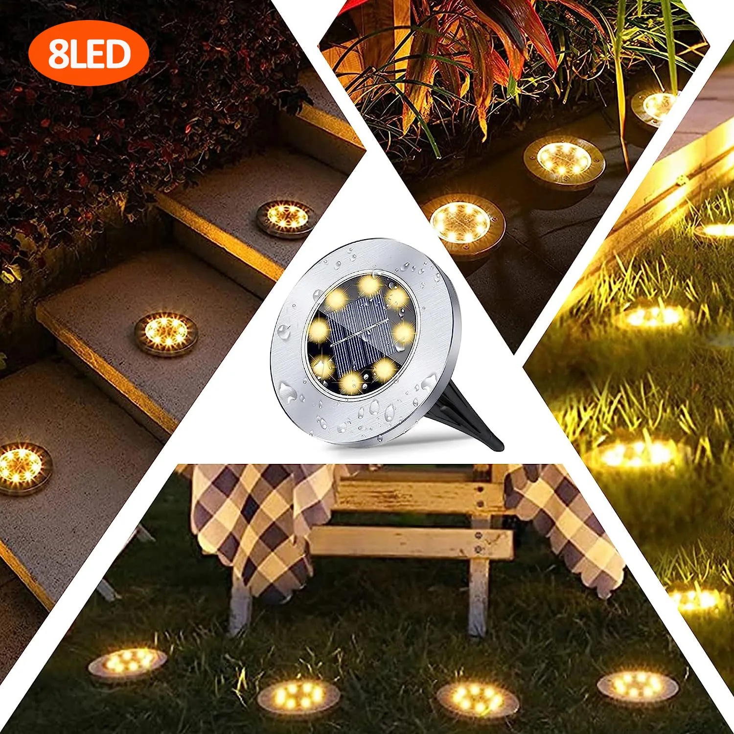 Luces solares de jardín para decoración exterior, 8/20 LED, IP65, para césped, camino o patio. Aeuzwr