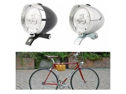 Luz De Bicicleta Vintage, Faro Delantero De 3 Led, Linterna De Seguridad Retro Plateada Y Negra.