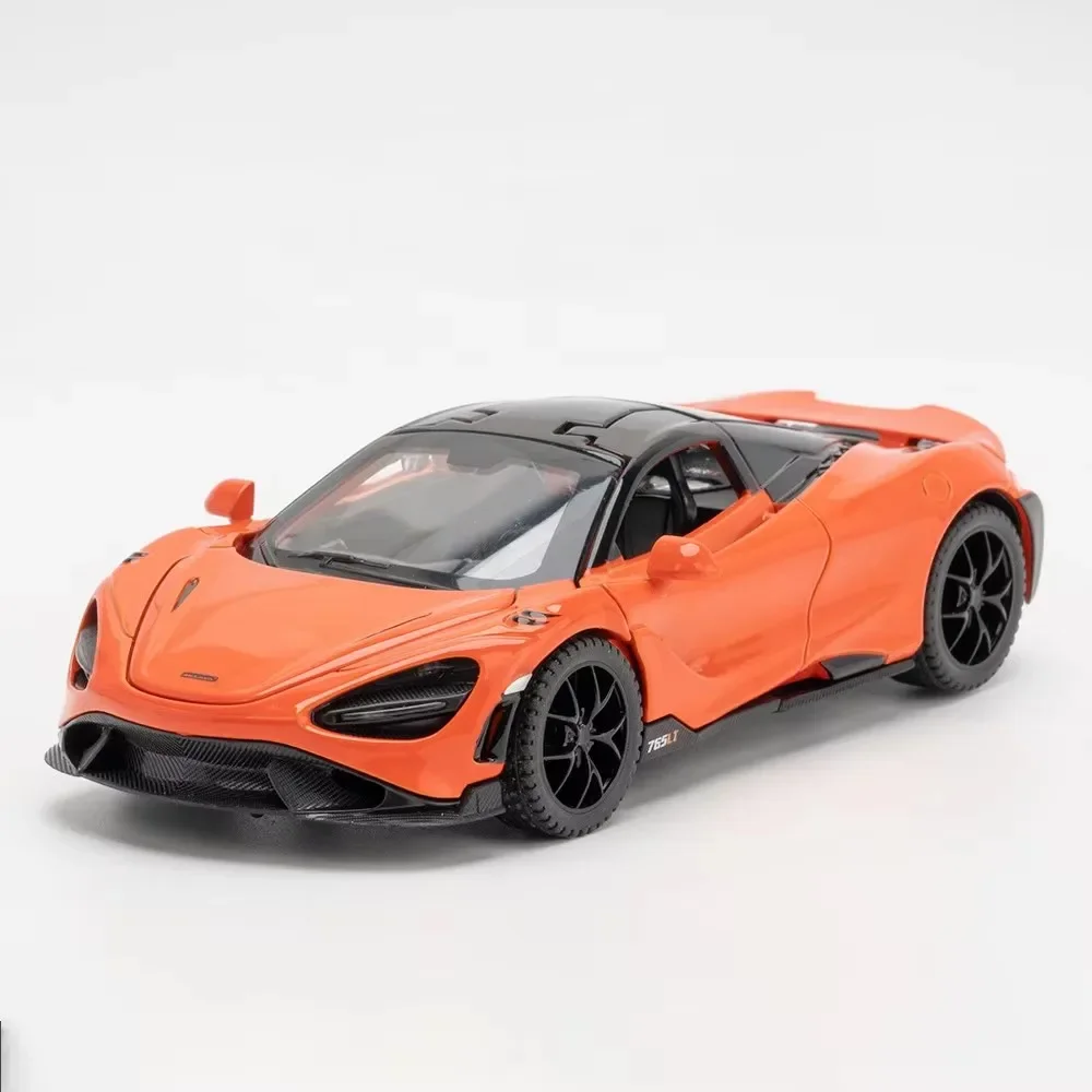 (765lt Naranja) Escala 1:32 - Modelo de coche - Aleación de metal fundido a presión - Efectos de sonido y luz