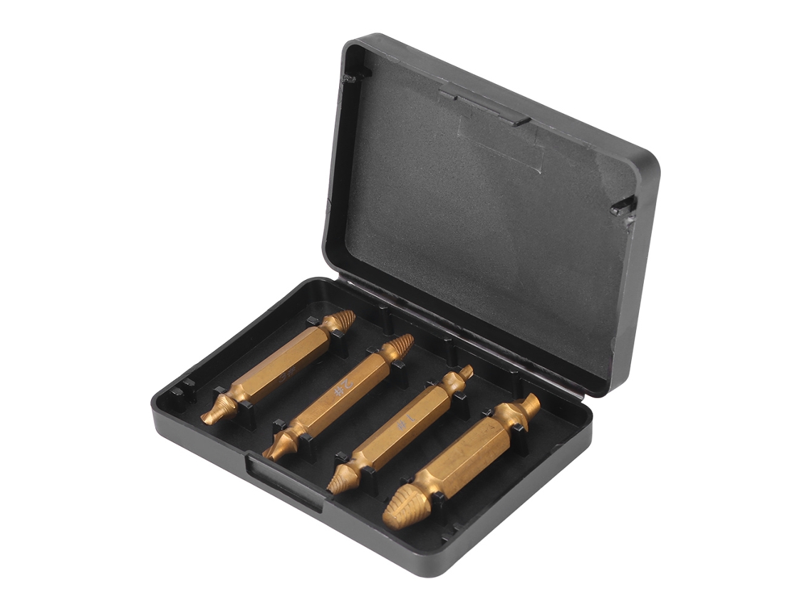 Juego De 4 Piezas Para Extraer Tornillos Rotos Y Dañados Con Brocas De Doble Cara.