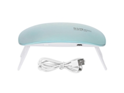 Lámpara de uñas portátil plegable de 6 W, secador de secado rápido, luz LED UV para manicura, azul.
