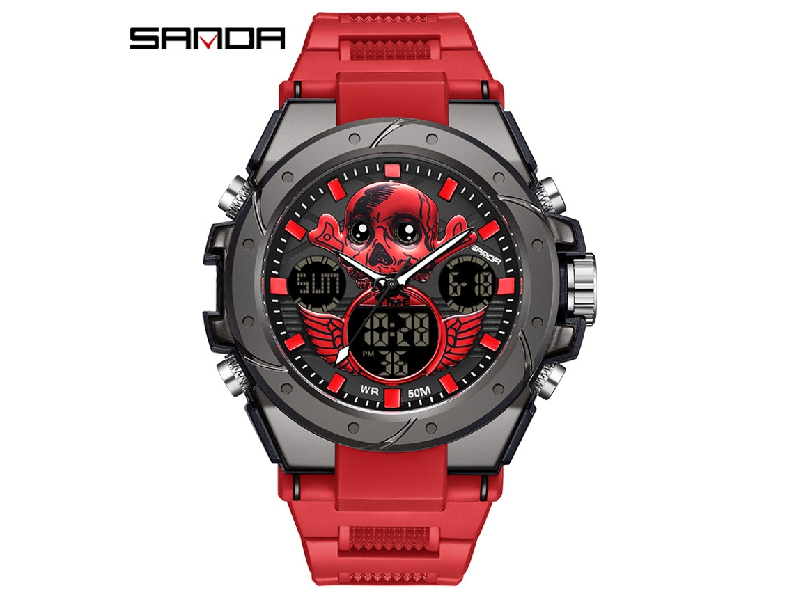 Reloj Electrónico (rojo Para Hombre), Reloj Deportivo Impermeable Para Exteriores, Reloj Electrónico Luminoso Multifuncional.