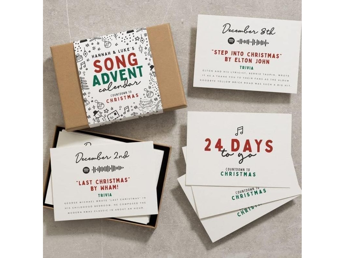 Calendário de Advento de Natal 2022, 24 Cartões de Contagem Regressiva para Natal