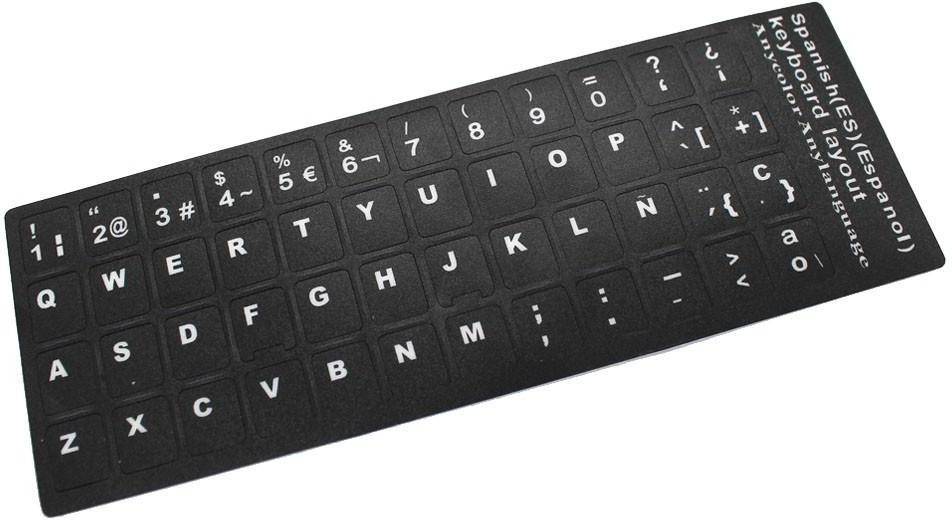 Pegatina para Convertir Teclado en Idioma Español / Castellano Negro