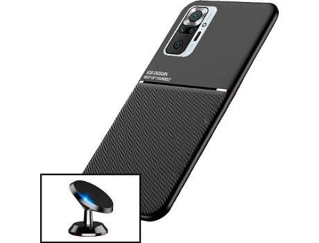 Kit Funda Magnetic Lux y Soporte Magnético de Coche Xiaomi Redmi Note 10 Pro+ PHONECARE Negro