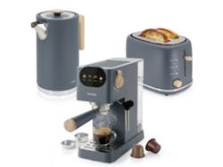Nordic Set Cafetera Espresso 20 Bares, Tostadora Pan 2 Rebanadas, Hervidor Eléctrico Agua 1,7l Briebe Skt1209gry Gris