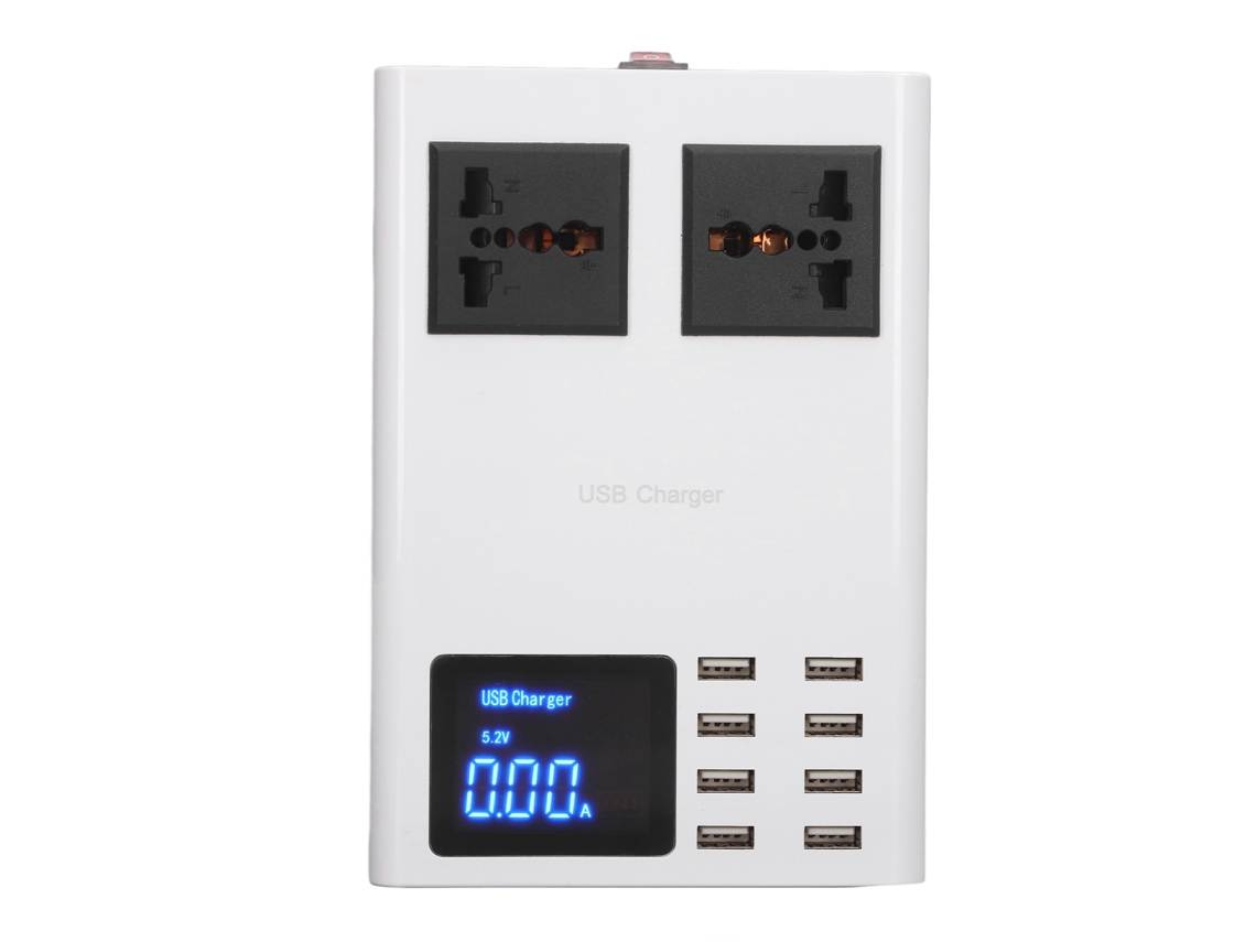 Omni-adaptador Cargador Usb Led 8 Puertos Con Protección Sobrecarga Pantalla Lcd Plug Eu 100-240v