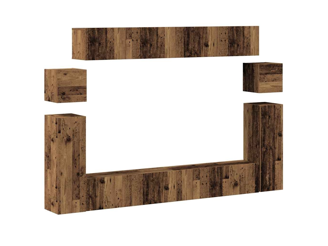 Maison Exclusive - Conjunto De Mueble De Tv 8 Piezas Montado La Pared Madera Vieja