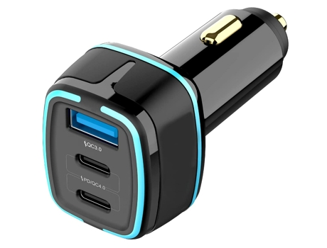 Cargador de coche USB C de 115 W, cargador de coche tipo C, QC3.0 PD4.0 PPS 3 puertos adaptador de cargador de teléfono de coche de carga súper ráp...