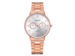 Reloj De Pulsera Sencillo De Aleación Para Hombre Yolako Con Movimiento De Cuarzo En Oro Rosa.