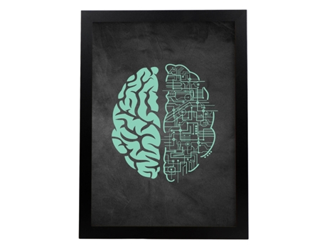 Póster NACNIC Verde-Azul de Conexion Cerebral. con Fondo Negro Estilo Pizarra. .