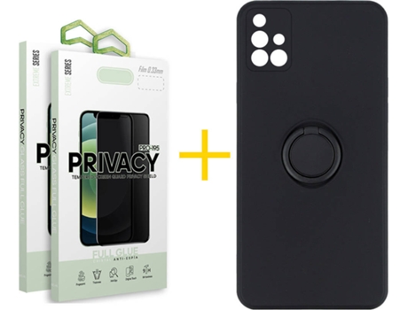 Carcasa + 2 Protectores de Pantalla para Samsung Galaxy A71 SKYHE Negro