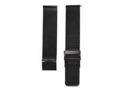 Correa de reloj de malla de 20 mm con cierre rápido, acero inoxidable, negra