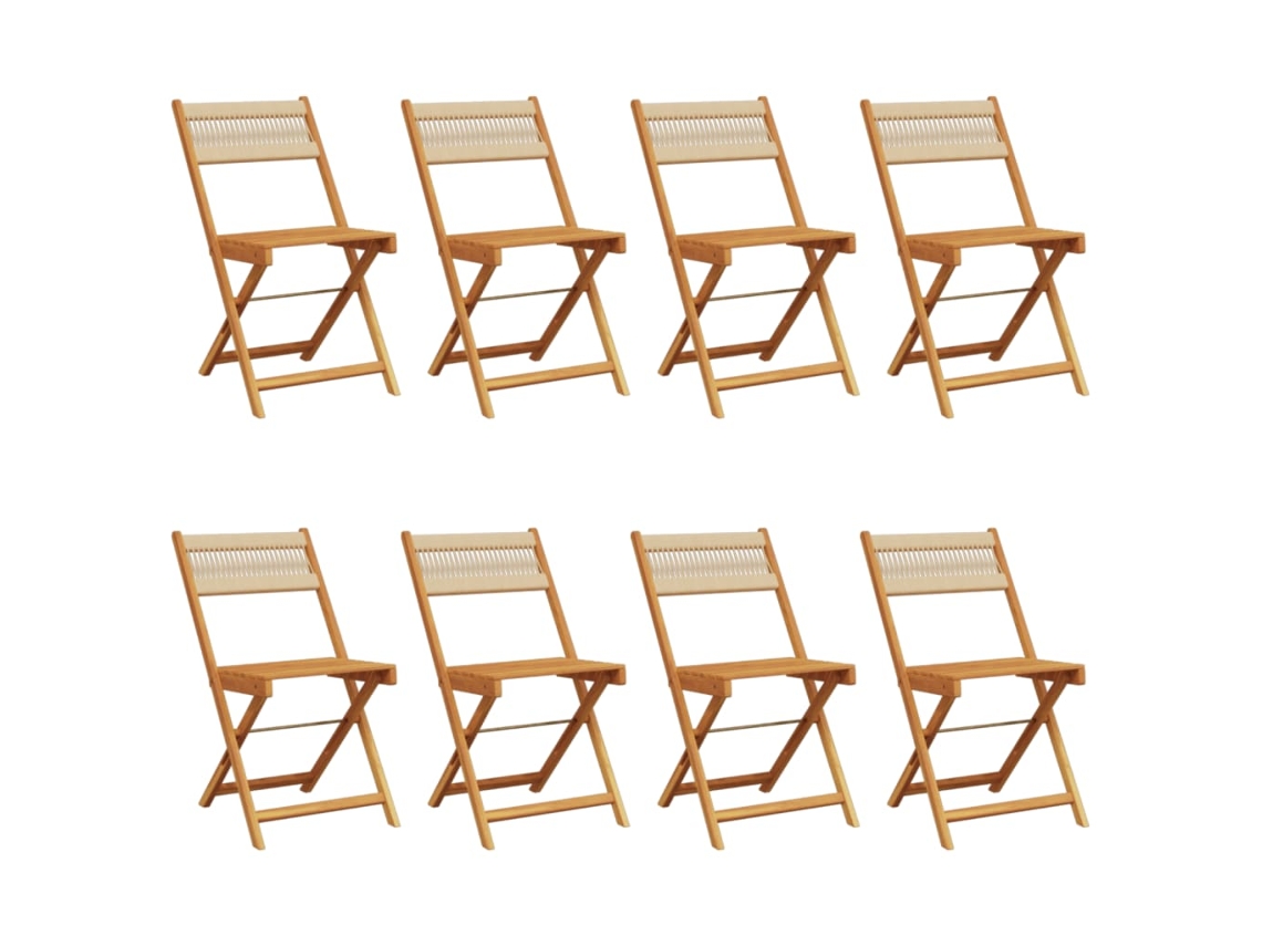 Maison Exclusive - Cadeiras De Jardim Dobráveis 8pcs Madeira De Acácia Maciça Bege