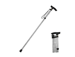 Bastón plegable y ajustable - Aleación de aluminio ligera y antideslizante para personas mayores y para caminar