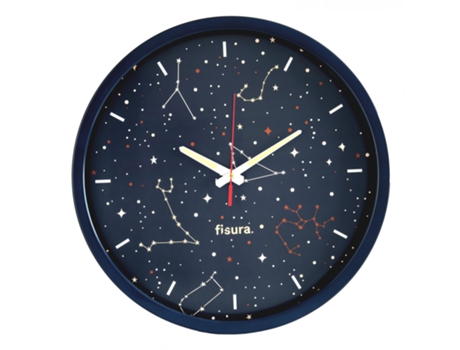 FISURA Reloj de pared original “galaxia” Reloj de cocina moderno Reloj de pared 35 cm de diámetro Plástico ABS y cristal 1 pila AA
