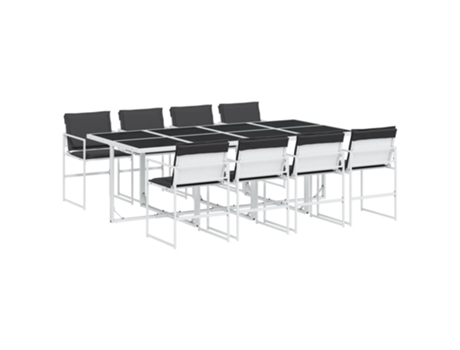 Conjunto 9 de comedor de jardín VIDAXL con cojines textilene blanco