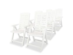 Sillas de jardín reclinables DKD Home Decor de 6 piezas, plástico blanco