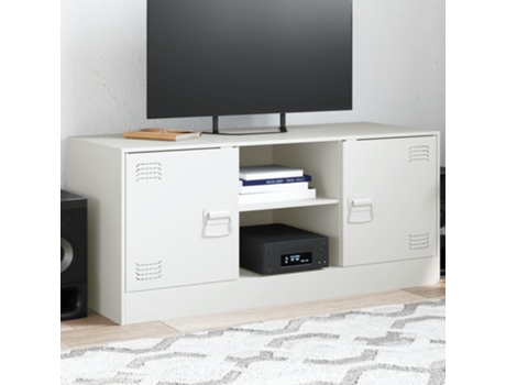 Mueble para TV de acero blanco 99x39x44 cm