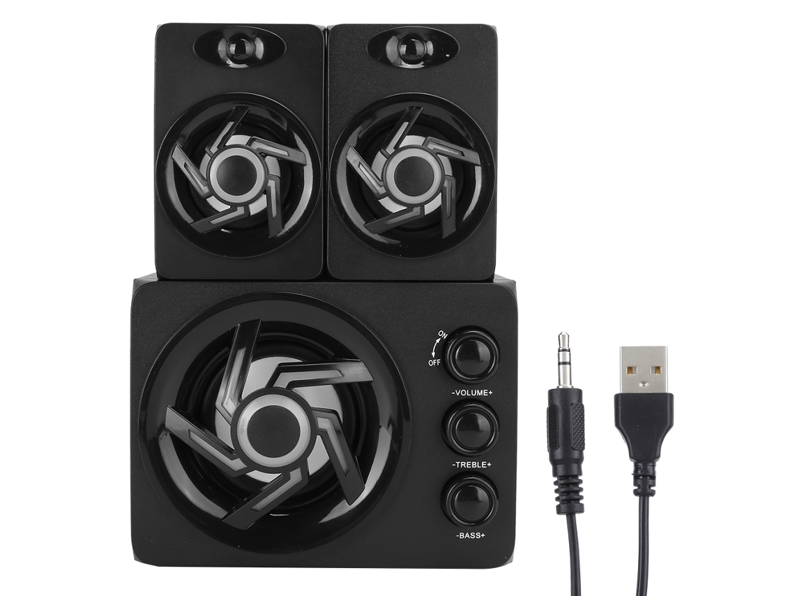 Sada D-209 Subwoofer 2.1 Para Computador Pc Celular Mini Alto-falante Bluetooth Com Luzes 7 Cores