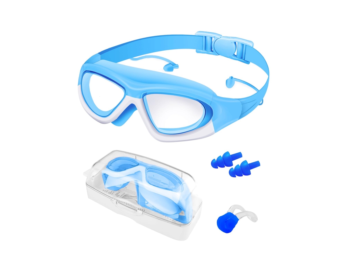 Gafas De Natación Para Niños, Antivaho, Con Montura Grande Y Cómoda, Protección Uv Y A Prueba De Fugas, Incluye Tapones Para Los Oídos Y Pinza Nasal,